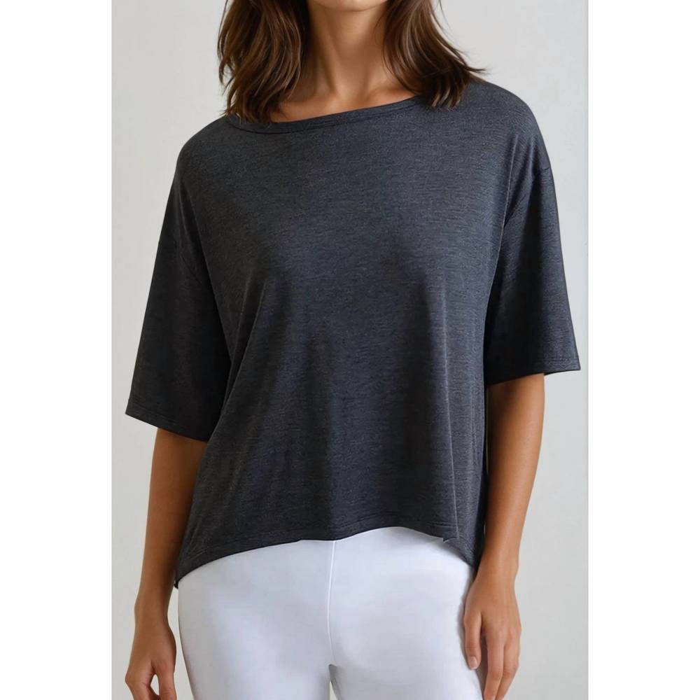 NEW BUKI como crew t-shirt in charcoal grey